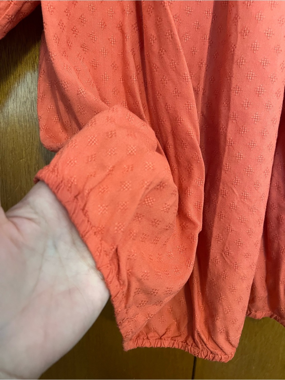 Democracy Coral Smocked Neck Peasant Blouse - Picture 5 of 13